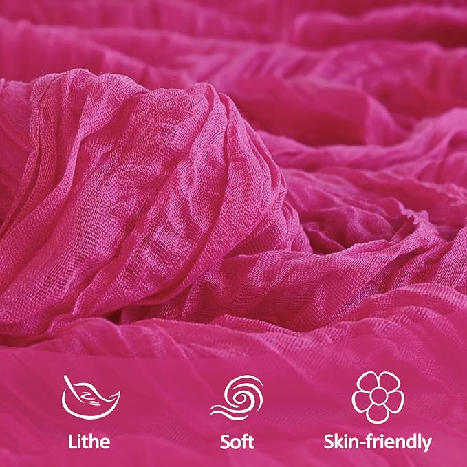 6 Pack Hot Pink Table Runner Cheesecloth 10Ft Spring Gauze Cheese Cloth Table Runner 35x120 Inch Boho Sheer Rustic Fabric for Holiday Party Decor Baby Shower Wedding Decorations