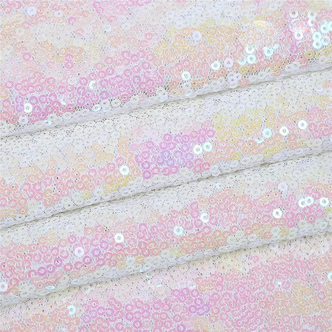 Eternal Beauty White Iridescent Tablecloth, 50x50 Inch Sequin Square Table Cover for Cake Dessert Exhibition Party Birthday Events
