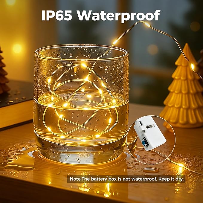 12 Pack Fairy Lights with Timer Battery Operated, 3 Modes 7ft Mini Twinkle Lights Waterproof, 20 LED Bulk String Light for Mason Jars Christmas Decoration Wedding Table Centerpieces,Warm White