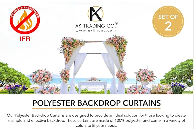 AK TRADING CO. 10 feet x 8 feet IFR Polyester Backdrop Drapes Curtains Panels with Rod Pockets - Wedding Ceremony Party Home Window Decorations - RED
