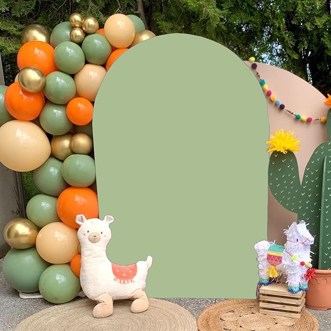FOTSHARER Wedding Arch Cover 3.3x6.6FT Spandex Arch Cover Sage Green Arch Backdrop Cover for Arch Stand Chiara Round Top Arch Cover Backdrop Fabric Garland Arches Stretchy Cover for Weddings Decor
