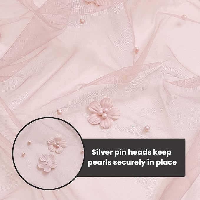 Artoid Mode Pink Flower Pearl Pink Gauze Table Runner 10FT 3PC, Seasonal Sheer Dining Holiday Wedding Birthday Baby Shower Table Decor for Home Party
