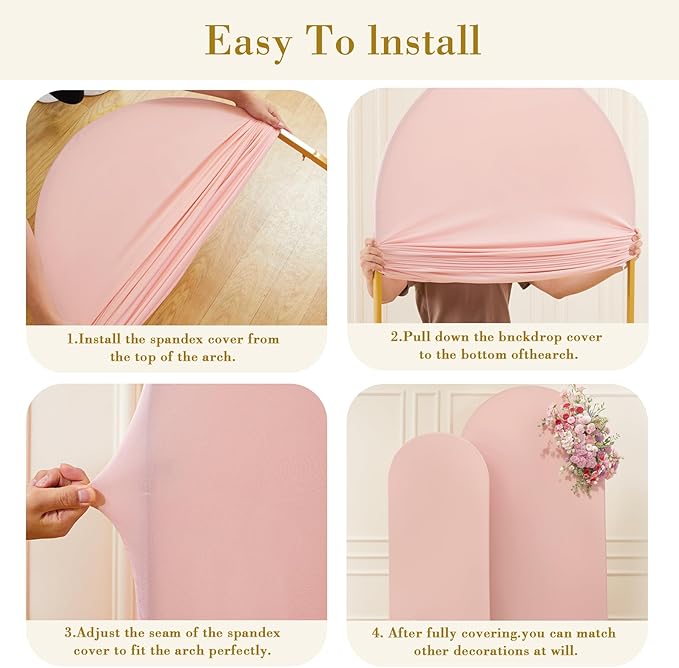 Dusty Rose Arch Cover 2 Set-7.2 and 6ft Dusty Pink Arch Backdrop Cover Spandex Wedding Arch Stand Covers for Baby Shower Girls Birthday Party Bridal Shower Wedding Photo Balloon Arches Background