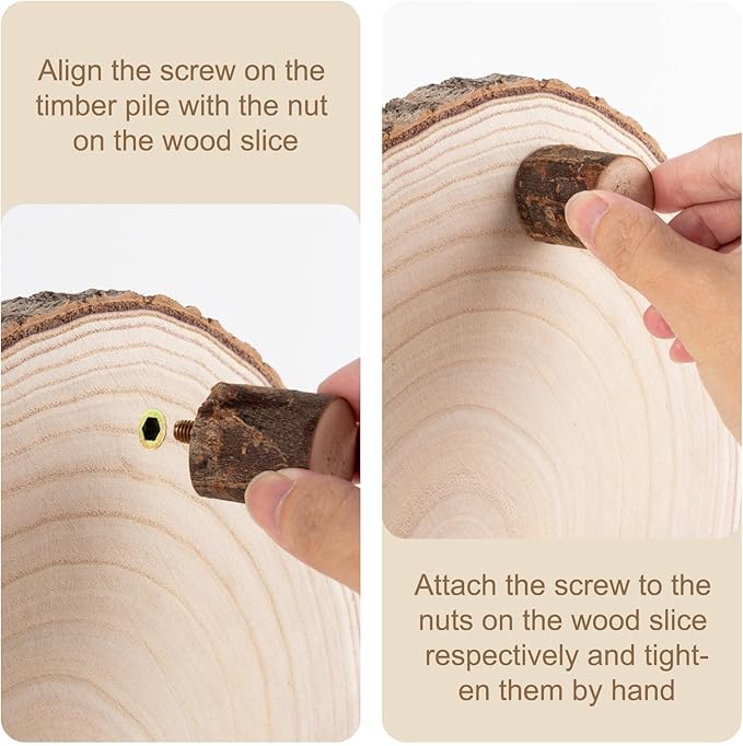 Ruizhihu Wood Cake Stand, 10-11 Inch Wood Slice With Legs, Rustic Slice Cake Stand, for Wedding Table Centerpieces, Woodlandthemed Parties, Event, Birthday Party