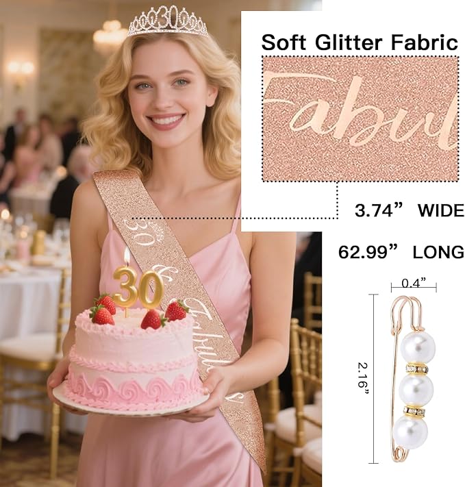 30TH Birthday Gifts for Women,her,In my 30 Year Old Birthday Decorations For Her,30&Fabulous Sash and Tiara For Women,Friends,Sister-Turning 30th Party Favor Supplies