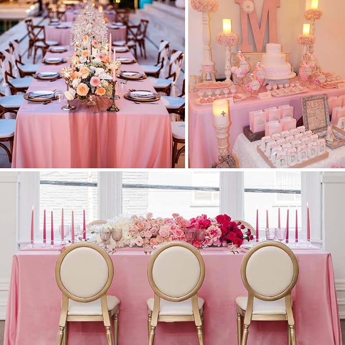 8 Pack Pink Tablecloth 60 x 126 Inch Rectangular Table Cloth for 8 Foot Rectangle Tables,Wrinkle Resistant Washable Fabric Polyester for Summer Wedding Party Banquet Buffet