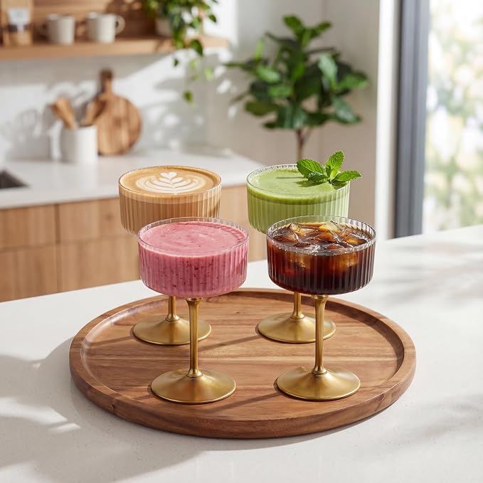 LIYH 20pcs Plastic Martini Glasses Disposable 10 Oz Clear and Gold Plastic Cups Coupe Glasses Cocktail Champagne Tower Perfect for Any Party, Bar, Beverage