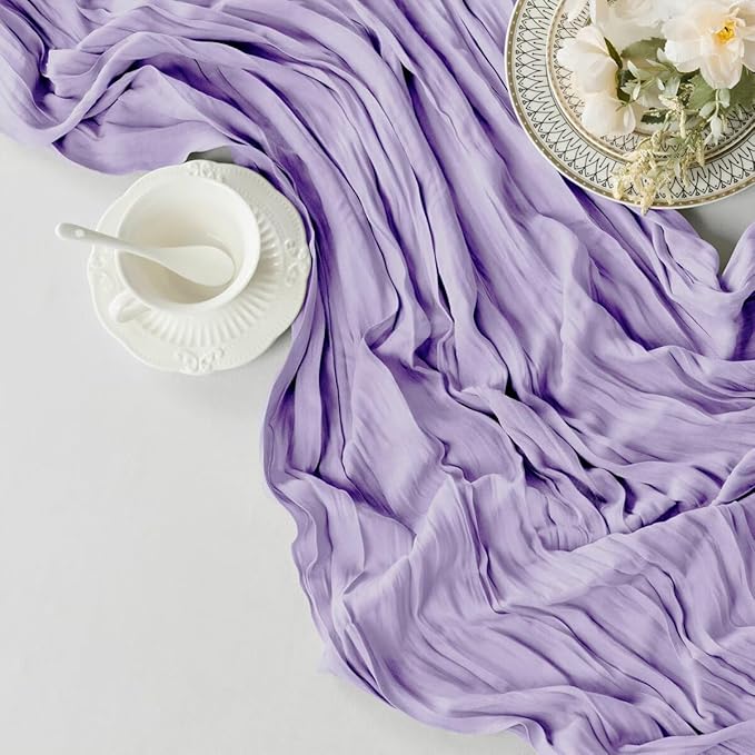 6 Pack Lilac Cheesecloth Table Runner 35"×120" Gauze Fabric Table Runner Rustic Sheer Runner for Wedding Birthday Baby Shower Party Table Decoration Lilac 6 Pack