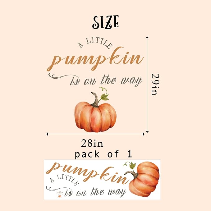 A Little Pumpkin is On The Way Baby Shower Decal Sign for Backdrop | Little Pumpkin Baby Shower Decorations Decal Sign, Fall Theme Gender Reveal Decorations Sticker for Balloon Arch, Backdrop