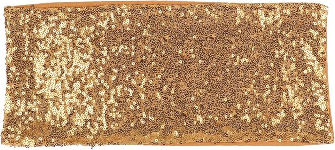 Pack of 100 Stretch Sequin Chair Sashes Chair Bands One-Sided Sequins Decor for Hotel Wedding Reception Party Event Chair Cover Decoration 4"x16" - Gold