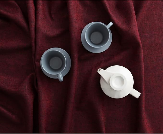 Solino Home Linen Tablecloth 60 x 120 Inch - 100% Pure Linen Red Garnet Table Cloth for Rectangle Tables - Athena, Machine Washable Tablecloth