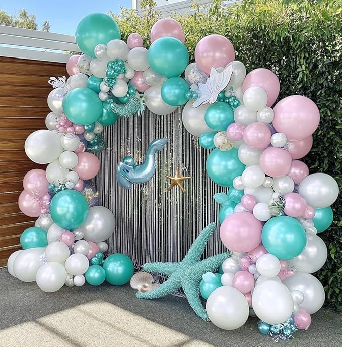 Teal Balloons Double Stuffed Turquoise Teal Blue Balloons Pearl Balloon Arch Kit for Birthday Baby Shower Wedding Dolphin Mermaid Ocean Theme Party Decorations