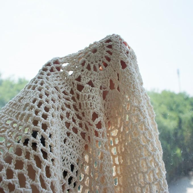 USTIDE 60" Round White Cotton Lace Tablecloth for Dining Table