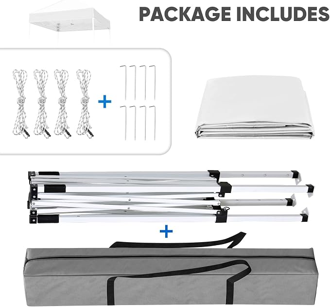 COOS BAY 5x5 Pop Up Canopy Tent, Portable Lightweight Sun Shelter with Carry Bag, Easy Setup Outdoor Canopy for Beach, Camping, Sports & Backyard Shade, White