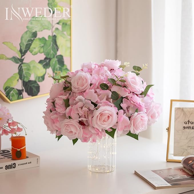 Pink Flowers Balls for Centerpieces: 2 PCS 15.7" Diam Flower Centerpieces for Tables in Wedding Reception Decorations Arrangement for Party Celebration Planners