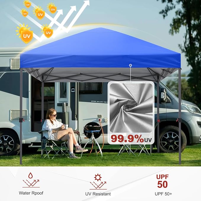 ABCCANOPY 10x10 Pop Up Canopy Tent, Easy Setup Instant Canopy with Wheeled Bag, Heavy Duty Outdoor Canopy for Beach, Market, Backyard, UV Protection, Outdoor Weather Protection (Royal Blue, 10x10)