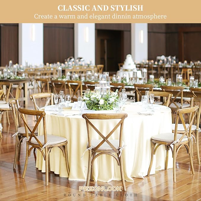 Pesonlook 12 Pack Beige Round Tablecloth-120 Inch Beige Table Cloth Polyester Round Table Cover Washable Fabric Table Cover for Wedding/Party/Banquet/Dining/Buffet Table