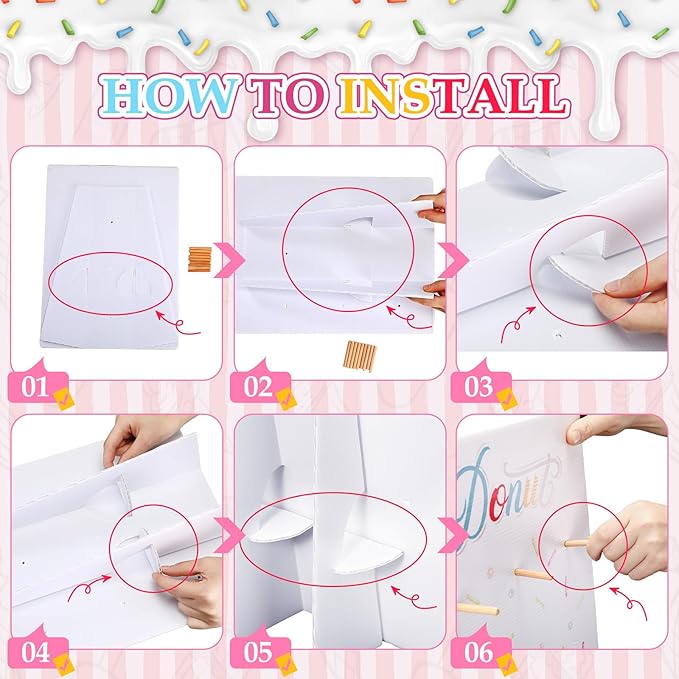 Jetec Donut Stand Donut Display Stand 2026 Graduation Wedding Party Desserts Holder Wall Reusable Board Dessert Table Holder for Birthday Party Supplies for Wedding Baby Shower Treat(White)