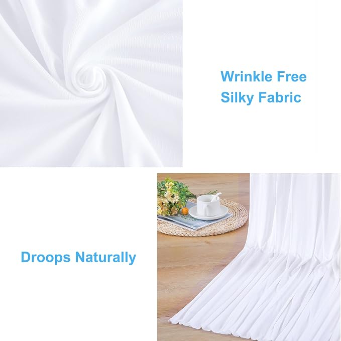 10x12 White Backdrop Curtains for Wedding Party Wrinkle Free Backdrops Curtain Drapes Fabric Decorations Photo Back Drop Cloth for Baby Shower Photography Stage Reception 5ft x 12ft,2 Panels