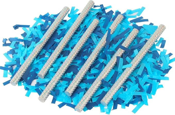 BATTIFE It's a Boy, 30Pack Gender Reveal Confetti Wands, Tissue Paper Confetti Flick Flutter Sticks for Baby Boy Born Shower Party Decorations Supplies, Shoot Poppers, 14inch Blue