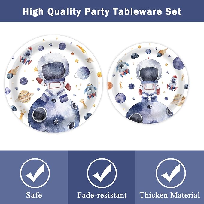 96 Pcs Space Plates and Napkins Party Supplies - Decorations and Themed Favors