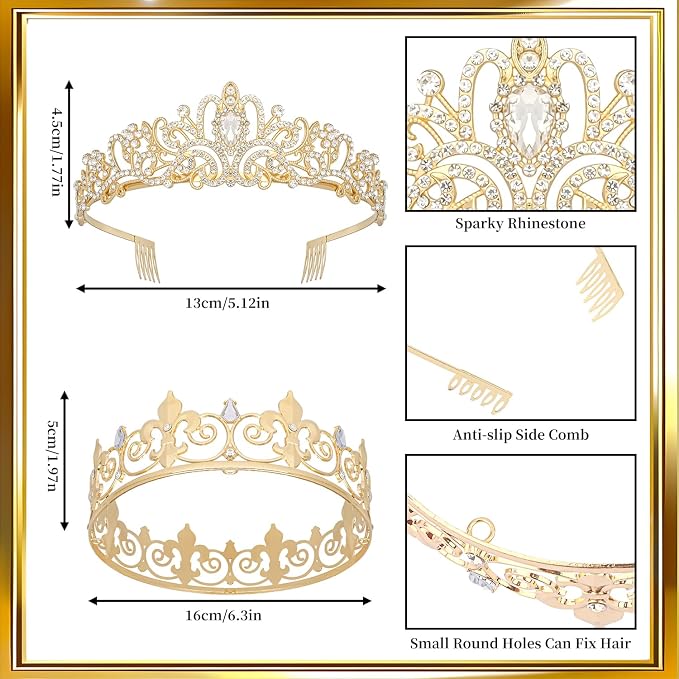 50th Anniversary Decorations Gold Crown and Glitter Sash Set 50th Wedding Anniversary Decorations Gifts for Couple Happy Anniversary Party Supplies for Couple