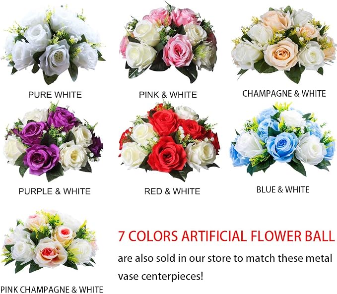 10 Pcs 23.75 inches Tall Crystal Metal Vase Flower Stand Holders Wedding Centerpiece Chandelier for Reception Tables Wedding Supplies