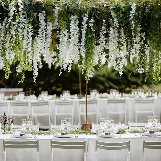 Alotiki Wisteria Hanging Flowers,36 Pack Fake Hanging Flowers,Wisteria Artificiales Garland for Home Wedding Arch Floral Party Garden Ceremony Outdoor Decor,3.6 Feet Long(36,White)