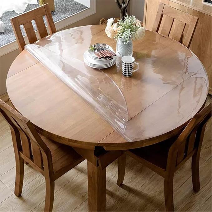 OstepDecor Frosted Round Table Protector 42 Inch Thick Frosted Table Cover Protector Round, Plastic Waterproof PVC Tablecloth, Vinyl Circle Table Top Protector for Dining Room, Coffee Tabletop