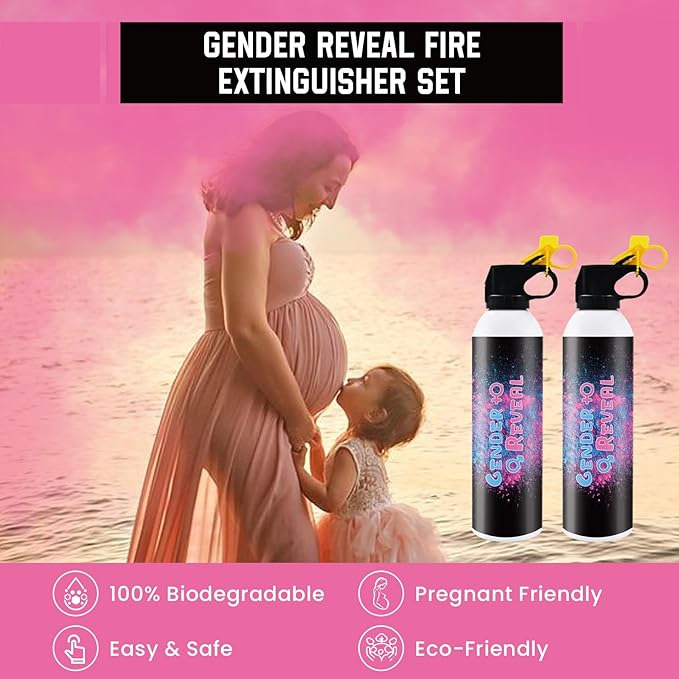 Gender Reveal Fire Extinguisher Pink or Blue 2Pack Gender Extinguisher Gender Reveal Smoke Powder for Boy or Girl Baby Gender Reveal Ideas Biodegradable Color Powder Smoke for Gender Reveal