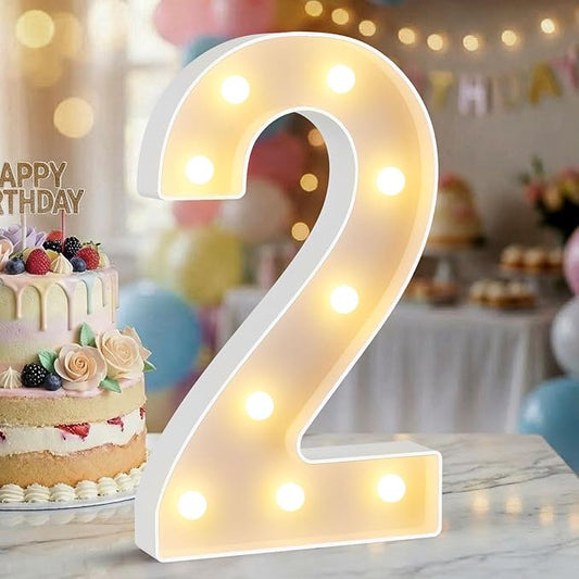 12.6 Inch LED Marquee Light Up Numbers, Birthday Number Lights as Gifts for Girls Women Men, Lighted Marquee Numbers for Anniversary Party Night Light Table Decorations, Number 2