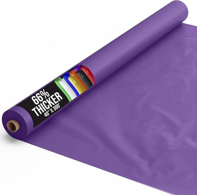 Party Solids 66% Thicker Premium Purple Plastic Table Cover Roll 40" X 300' Table Cloth Plastic Cover Roll Quality Thick Banquet Rolls Disposable Tablecloth Rolls Strong American Based Company