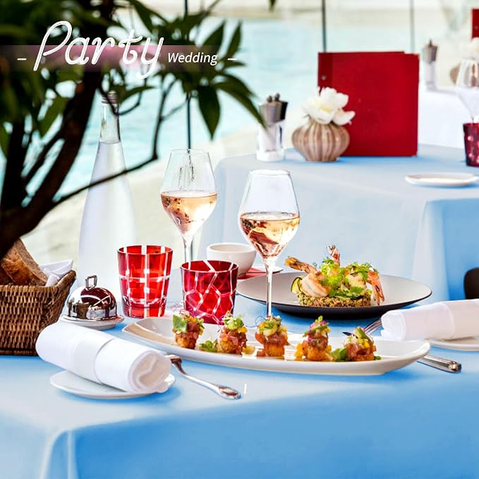 10 Pack Light Blue Tablecloth 60 x 102 Inch Blue Tablecloth for 6 Foot Rectangle Tables Light Blue Table Cloth Washable Polyester Fabric Table Cloths for Parties Wedding Banquet Christmas