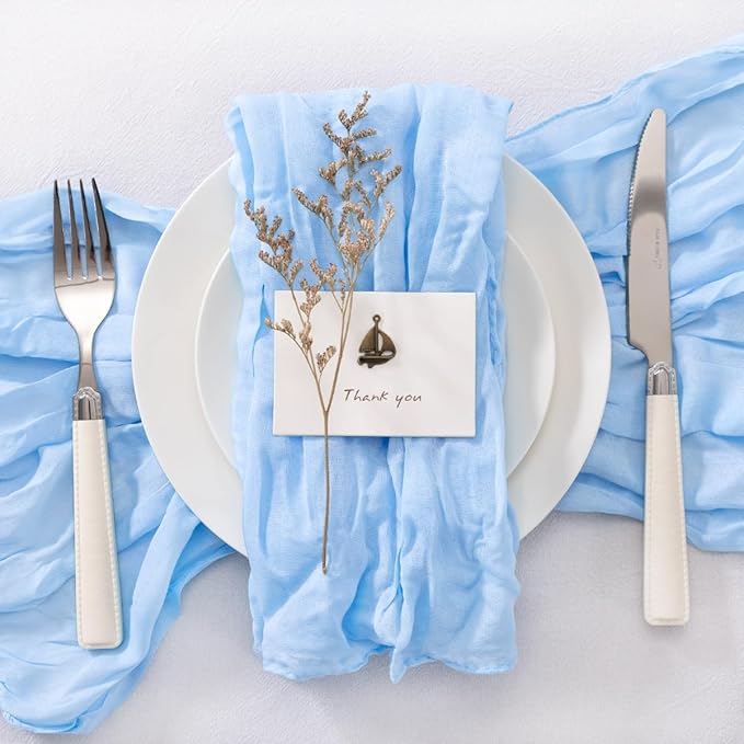 20 Pack Light Blue Cheesecloth Napkins Cloth Washable Spring Summer Baby Blue Cloth Napkins Set of 20 Bulk 21x21 Inches for Wedding Baby Bridal Shower Birthday Dinner Party Decor