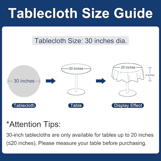Hiasan Faux Linen Round Tablecloth 30 Inch - Wrinkle and Stain Resistant Decorative Washable Polyester Fabric Table Cloth for Dining Room Kitchen Party, Khaki