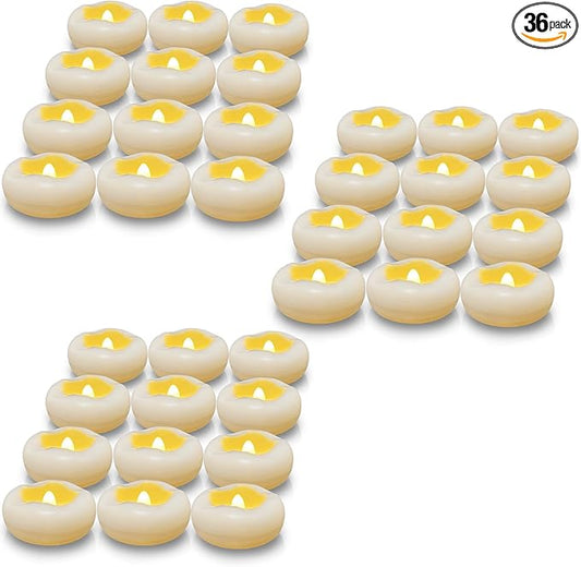 Floating Candles, Water-Activated 2.3" Flameless LED Candle 150+ Hours Waterproof Plastic White Battery Operated Candle for Centerpieces, Cylinder Vases Table Decorations Wedding Pool Party 36 Packs