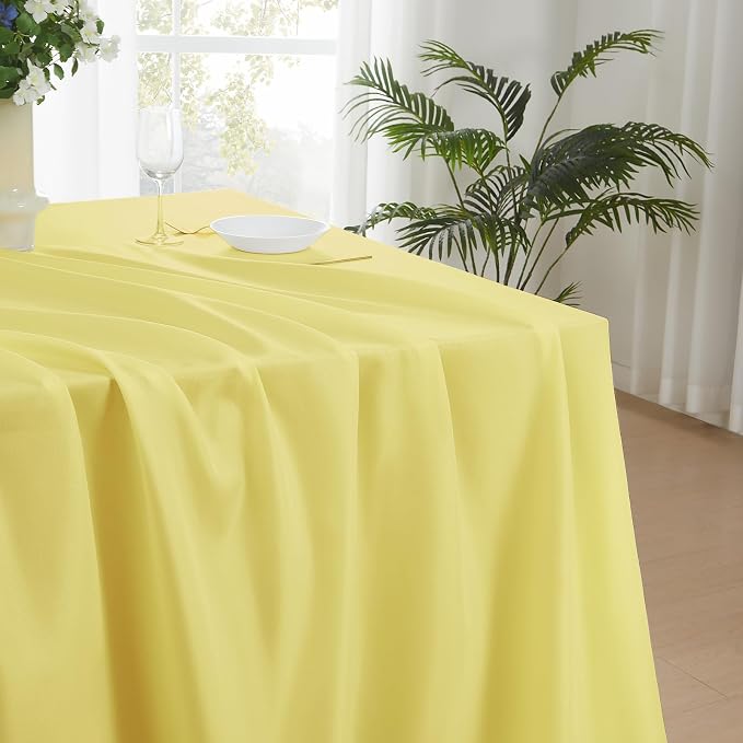 Rectangle Tablecloths 60x120 Inch 2 Pack Yellow Tablecloth for 6ft Washable Decorative Linen Polyester Table Cloths for 8ft Dining Table Banquets Buffet Parties and Wedding