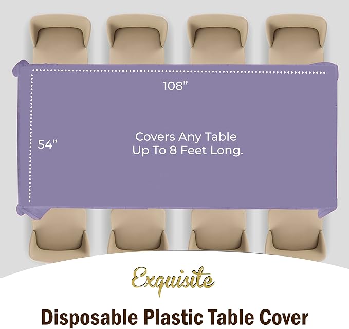 Exquisite Lavender Tablecloths for Rectangle Tables 48 Pack Plastic Table Cloth Disposable 54" X 108" Lavender Table Cloths Rectangle Tablecloth Plastic Tablecloths Rectangular Party Supplies