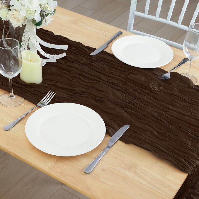 Brown Cheesecloth Table Runner 120 Inch 10FT Cheese Cloth Fabric Runners 1 Pack for Jungle Theme Party, Boho Decor, Retro Decoration