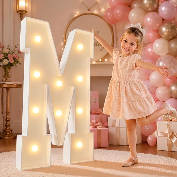 imprsv 4FT Marquee Light Up Letters for Birthday Party Decorations Marquee Letters for Marry Me Wedding Event Bridal Shower Engagement Anniversarty Party Decor,Letter M