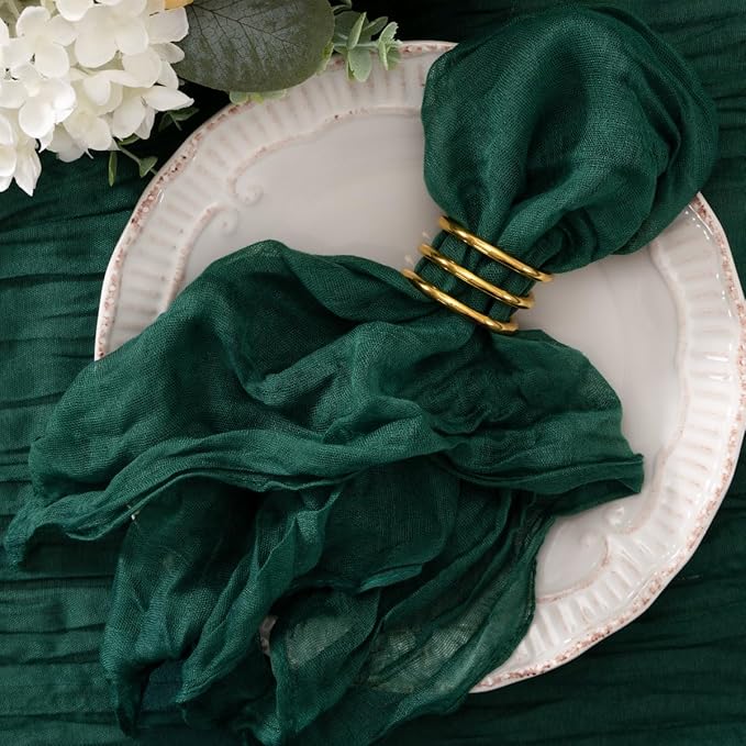 50 Pack Emerald Green Cheesecloth Napkins Cloth Dark Green Spring Summer Dinner Cloth Napkins Set of 50 Bulk 21x21 Inches for Wedding Baby Bridal Shower Birthday Dinner Party Decor