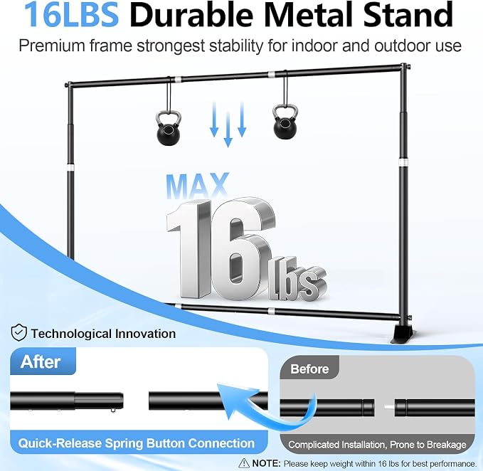 10 x 8FT Backdrop Banner Stand, Heavy Duty Adjustable Photo Background Support Frame Kit, Step and Repeat Stand for Photo Booth, Parties, Exhibition, Trade Show, Wedding