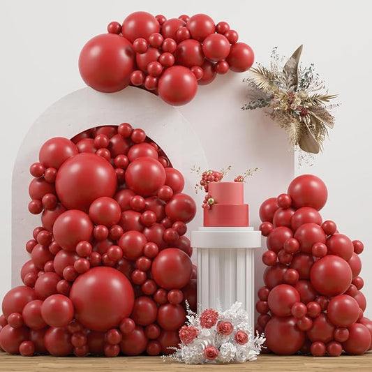 Double Stuffed Red Balloons Different Size 115Pcs 5/10/12/18 Inch Rudy Red Balloon Garland Arch kit for Birthday Wedding Baby Shower Christmas Party Decorations