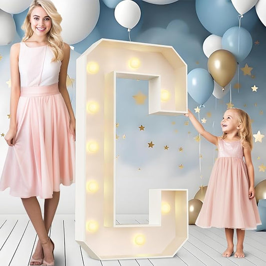 Ledido 4FT Marquee Light Up Letters C, Easy to Assemble Marquee Letters 4 Feet Tall for Indoor & Outdoor Events, Large Lighted Letter for Birthday Graduation Baby Shower Anniversary Party Decorations