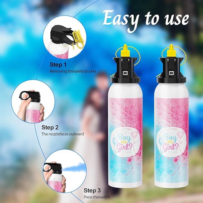 Gender Reveal Fire Extinguisher: 2 Packs Gender Reveal Ideas Only for Baby Boy with 100% Biodegragable for Gender Reveal Decorations (Blue)