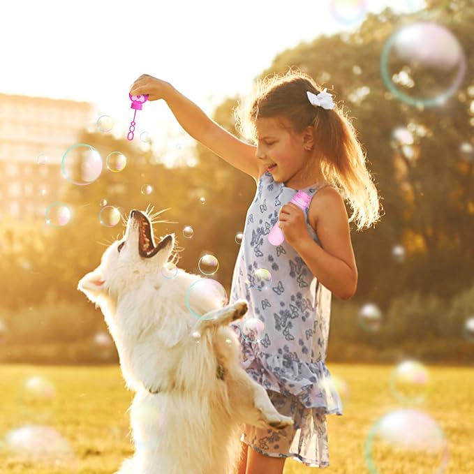Winrayk 24 Large Paw Print Bubble Wands with Gift Card, Bubbles Bulk Puppy Dog Cat Party Favors for Kids, Easter Pinata Filler Goodie Bag Stuffer Treasure Box Classroom Prize Birthday Gift Outdoor Toy