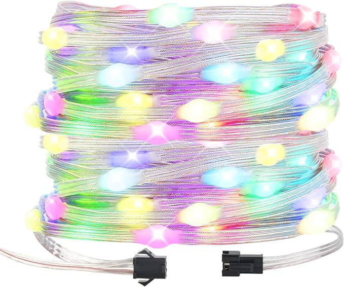BTF-LIGHTING WS2812B IC RGB Pebble Pixel Light Seed String Roll Individual Addressable Chasing Color Smart Fairy String Light PVC Wire 32.8FT 100LED DC12V for Christmas Decor(No Adapter or Controller)