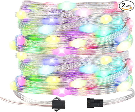 BTF-LIGHTING WS2812B IC RGB Pebble Pixel Light Seed String Roll Individual Addressable Chasing Color Smart Fairy String Light PVC Wire 32.8FT 100LED DC5V for Christmas Decor(No Adapter or Controller)