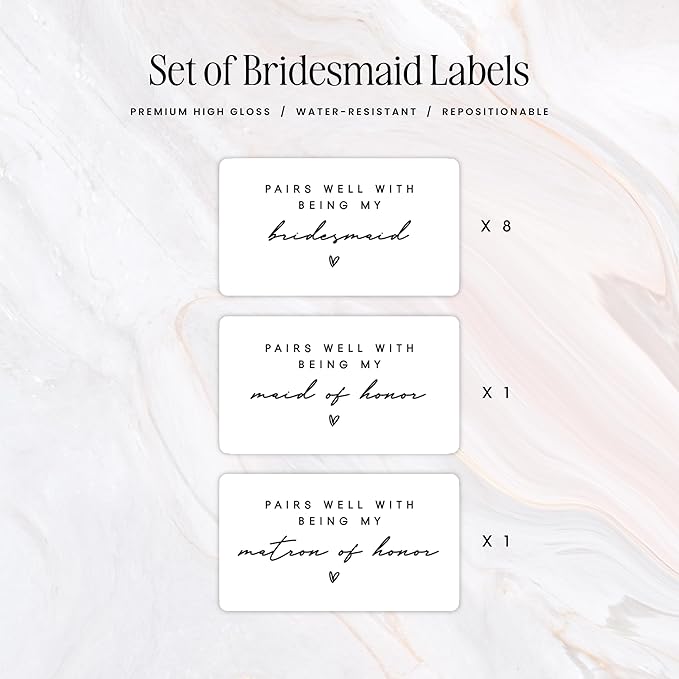 Label with Love Bridesmaid Proposal Mini Champagne Labels, Set of 10, Bridesmaid Champagne Stickers Handmade Labels, Will You be My Maid of Honor or Bridesmaid Gift, Bridesmaid Box Idea