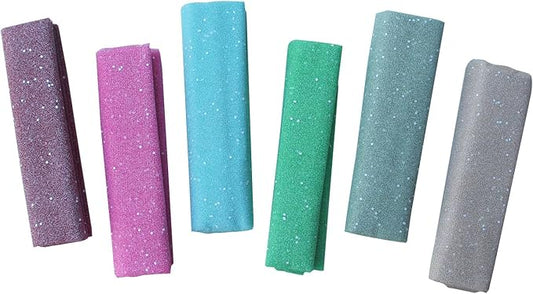 6 Colors Glitter Tulle 20 Inch by 4.5 Yards Sparkle Fabric Ribbon for Christmas Gift Wrapping DIY Tutu Skirt Sewing Bow Wedding Decorations Craft Supplies（Rose）